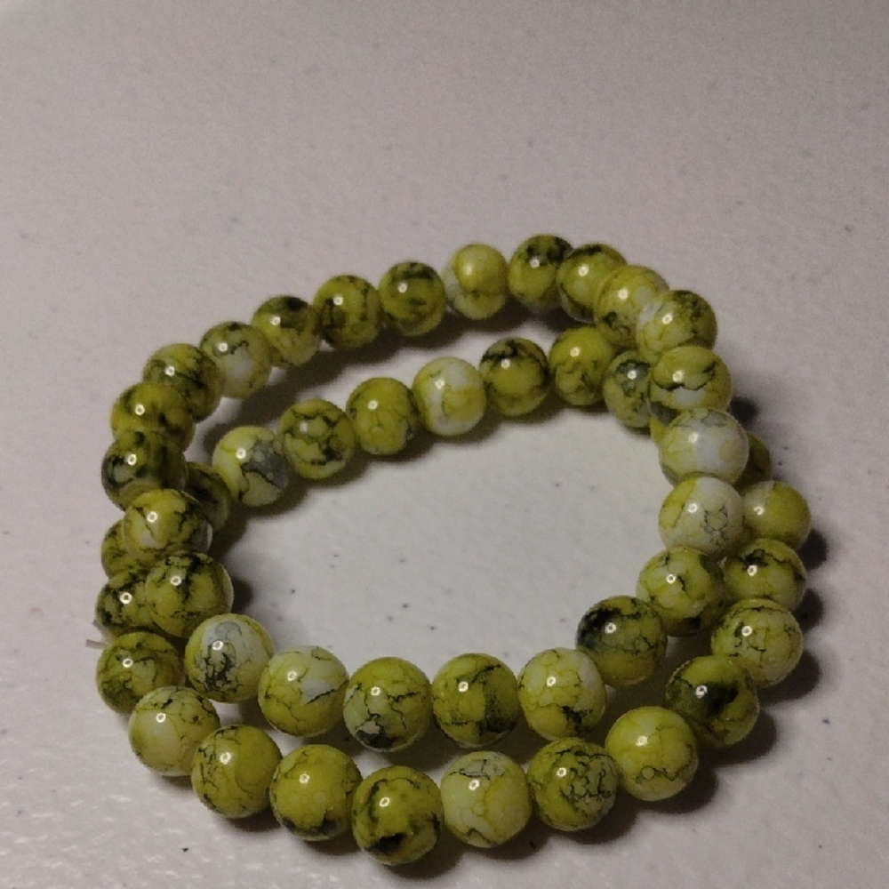 Elegant Yellow Beaded Bracelet Set